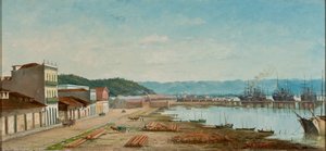 De helling van Porto do Bispo in Santos door Benedito Calixto